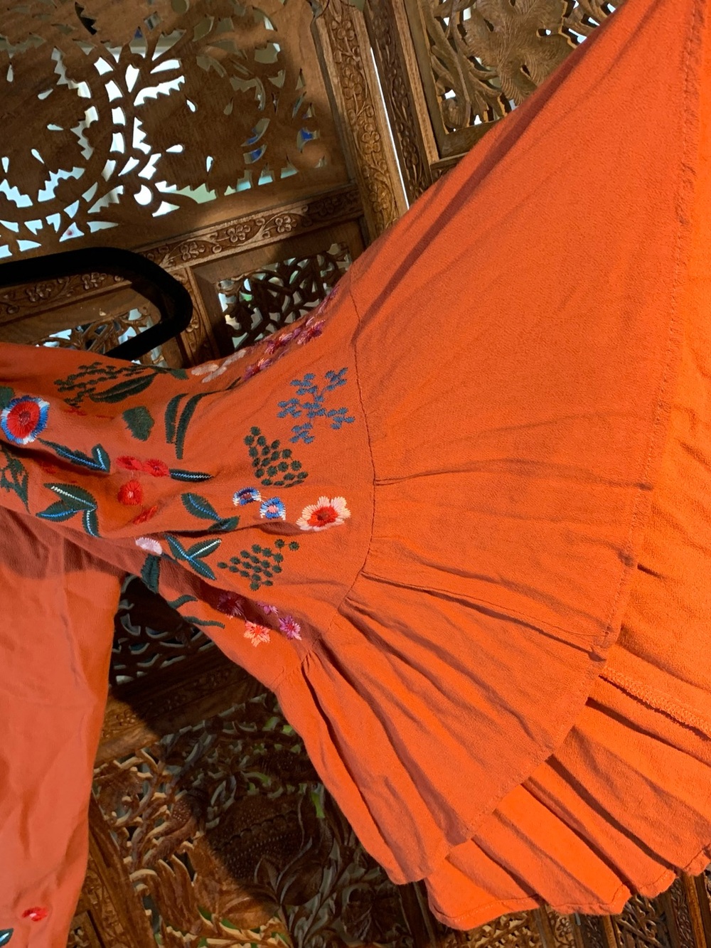 Umgee Rust Orange Embroidered Boho Tunic Dress - Picture 6 of 6